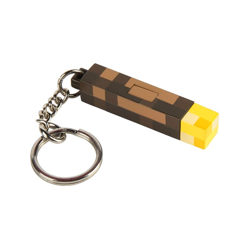 Minecraft Torch Light LED Keychain USB Rechargeable with Charging Cable