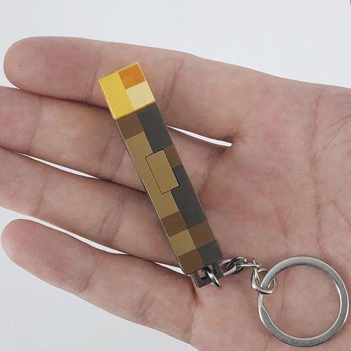 Minecraft Torch Light LED Keychain USB Rechargeable with Charging Cable