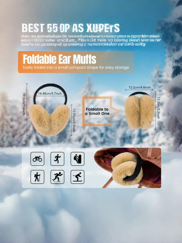 Solid Color Plush Earmuffs, Foldable Ear Cover for Fall & Winter, Fashion Accessories for Both Men & Women