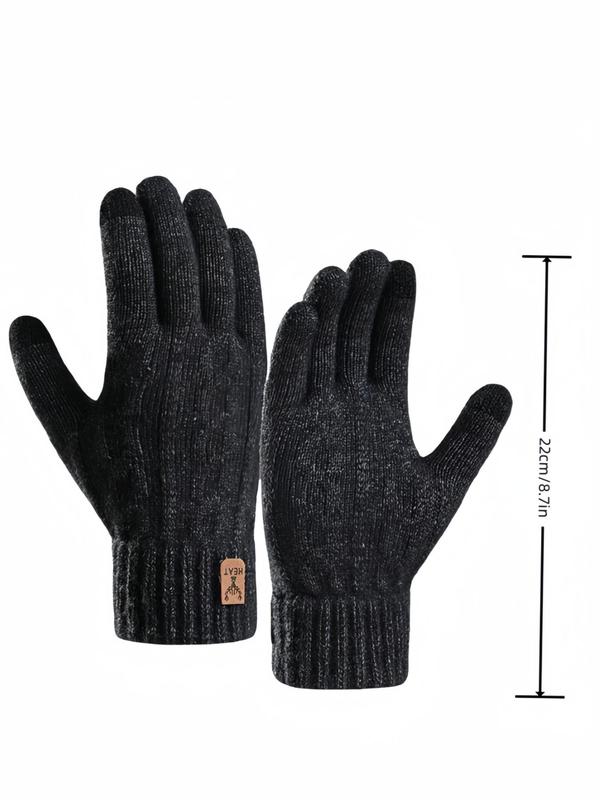 Men's Solid Touch Screen Warm Gloves, Casual Anti Slip Full Finger Gloves for Cycling, Running, Driving, Hiking, Texting, Skiing and Daily Activities