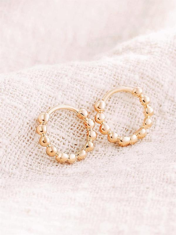 1 Pair Women's Elegant Minimalist Beaded Hoop Earrings, Gorgeous Trendy Hoop Earrings, Fashionable Jewelry As Birthday Gift for Girlfriend