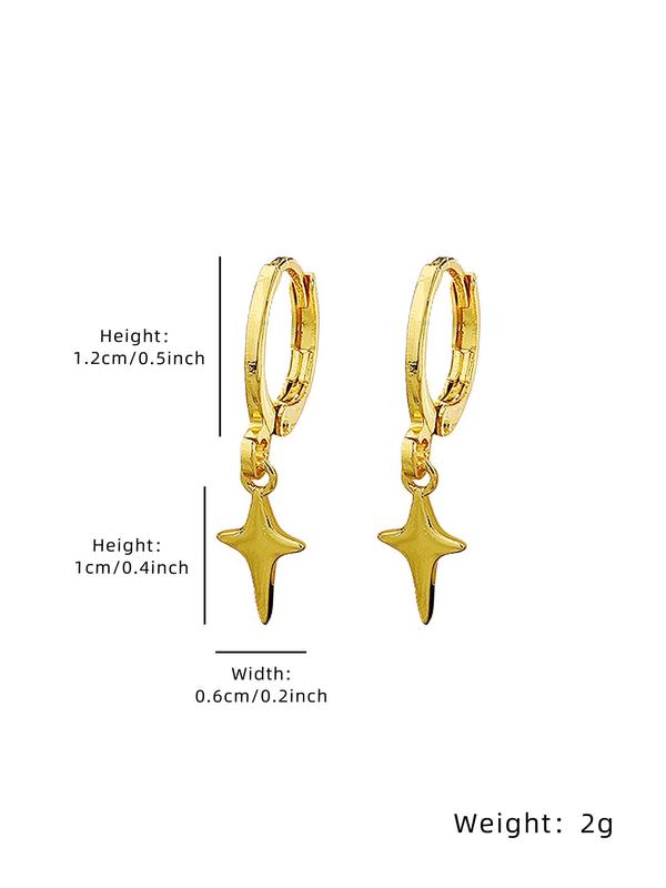 Hip Hop Punk Cross Star Design Dangle Earrings As Lovers Day Gift, Simple Casual Copper Jewelry for Women and Men, Fashion Accessories for Party, Daily Clothing Decor