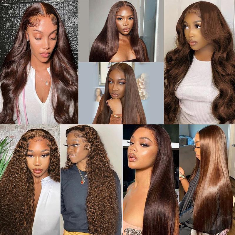 Bling Hair 13x6 Straight Chocolate Brown Lace Front Hair Wigs Brazilian Wigs For Women 13x4 Pre Plucked Honey Brown Lace Frontal Wigs 180Density