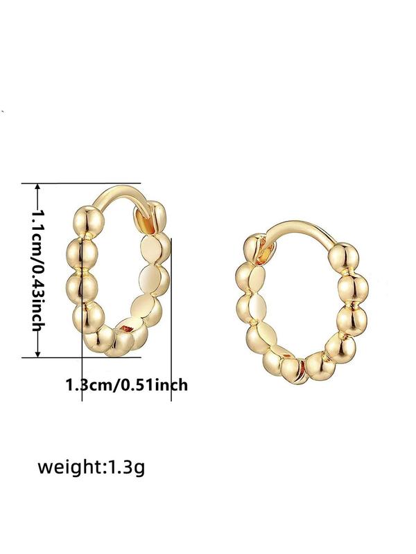 1 Pair Women's Elegant Minimalist Beaded Hoop Earrings, Gorgeous Trendy Hoop Earrings, Fashionable Jewelry As Birthday Gift for Girlfriend