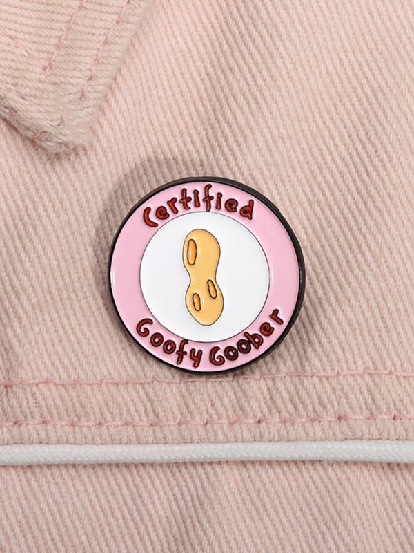 Cartoon Peanut & Letter Design Brooch, Cute Cartoon Badge for Backpack & Clothes Collar, Fashion Accessories for Women & Men