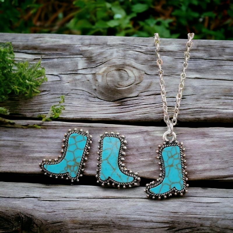 Boot Scootin Necklace And Earring Western Set