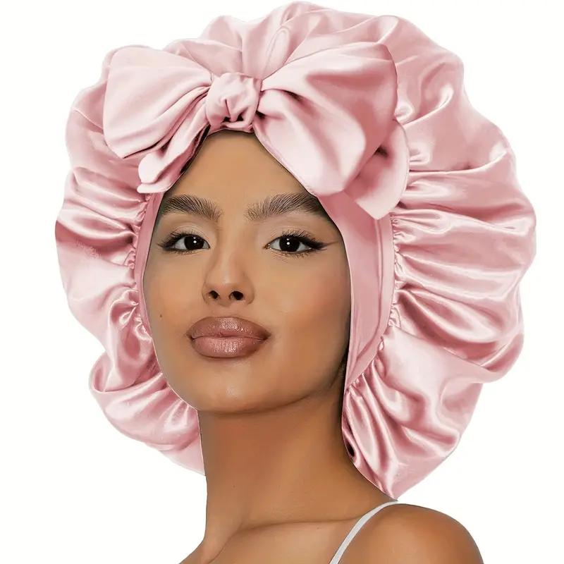 Sleeping Bonnet Outside Silk Stain Adjustable Straps Hair Bonnet With Tie Band Bonnets For Women Natural Curly Hair