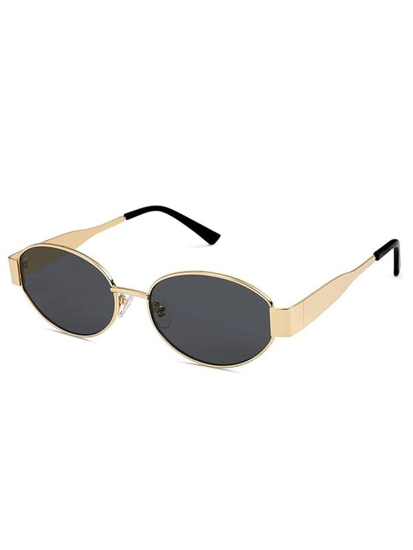 Women's Vintage Oval Frame Sunglasses, Trendy Casual Sunglasses for Everyday Summer Beach Vacation Use, Fashion Accessories for Outdoor Activities