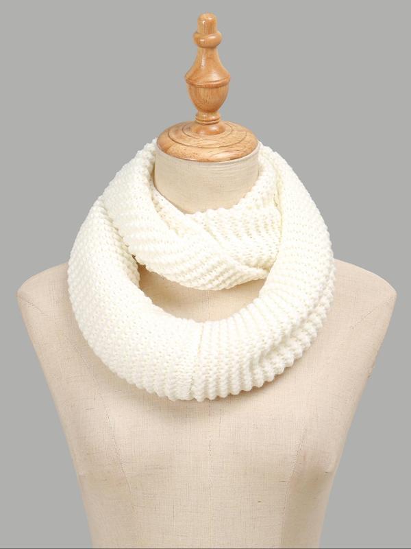 Women's Solid Color Knit Scarf, Casual Soft Warm Thickened Neck Warmer for Fall & Winter, Fashion Accessories for Women & Girls