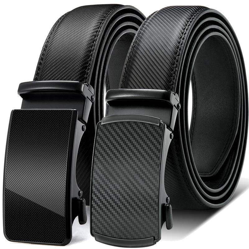 2Pack Men's Belt,Slide Ratchet Belt For Gift Men Dress Pant Shirt Oxfords,Trim To Fit