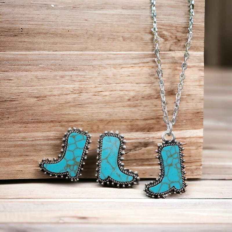 Boot Scootin Necklace And Earring Western Set