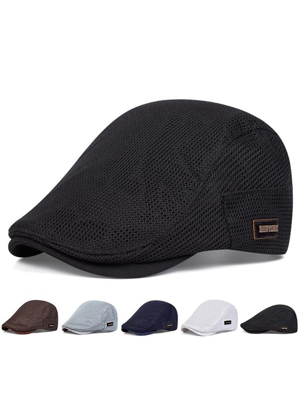 Solid Color Breathable Newsboy Hat, Casual Outdoor Adjustable Sun Protection Cap for Men & Women, Fashion Accessories for Daily Wear