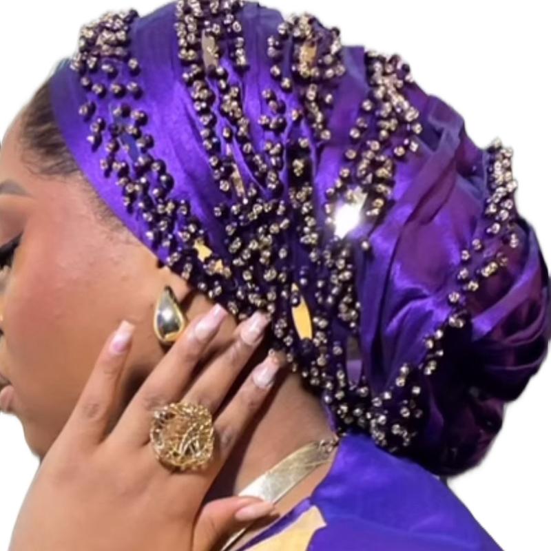 Sha’s Luxury Pleat Turban with Chandelier Embellishment