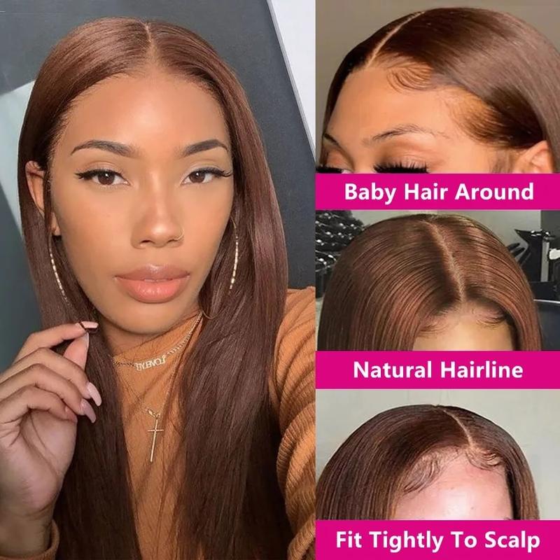 Bling Hair 13x6 Straight Chocolate Brown Lace Front Hair Wigs Brazilian Wigs For Women 13x4 Pre Plucked Honey Brown Lace Frontal Wigs 180Density