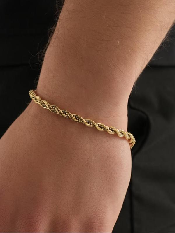 Men's Street Trend Minimalist Rope Link Bracelet, Trendy Vintage Bracelet, Chic All-match Jewelry As Gift for Boyfriend