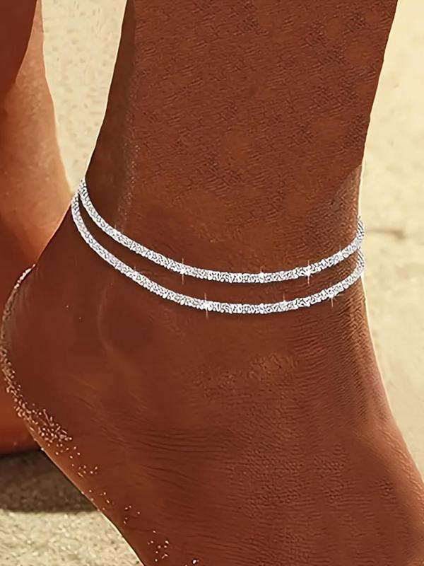 Rhinestone Decorated Anklet, Fashionable Casual Adjustable Anklet for Women & Girls, Fashion Jewelry for Party, Daily Clothing Decor, Trendy  Jewelry for  Gift