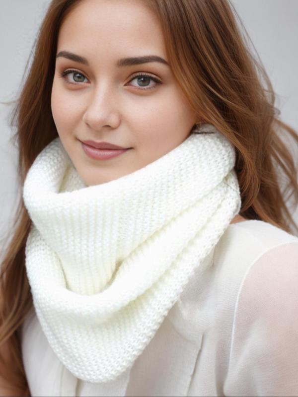 Women's Solid Color Knit Scarf, Casual Soft Warm Thickened Neck Warmer for Fall & Winter, Fashion Accessories for Women & Girls