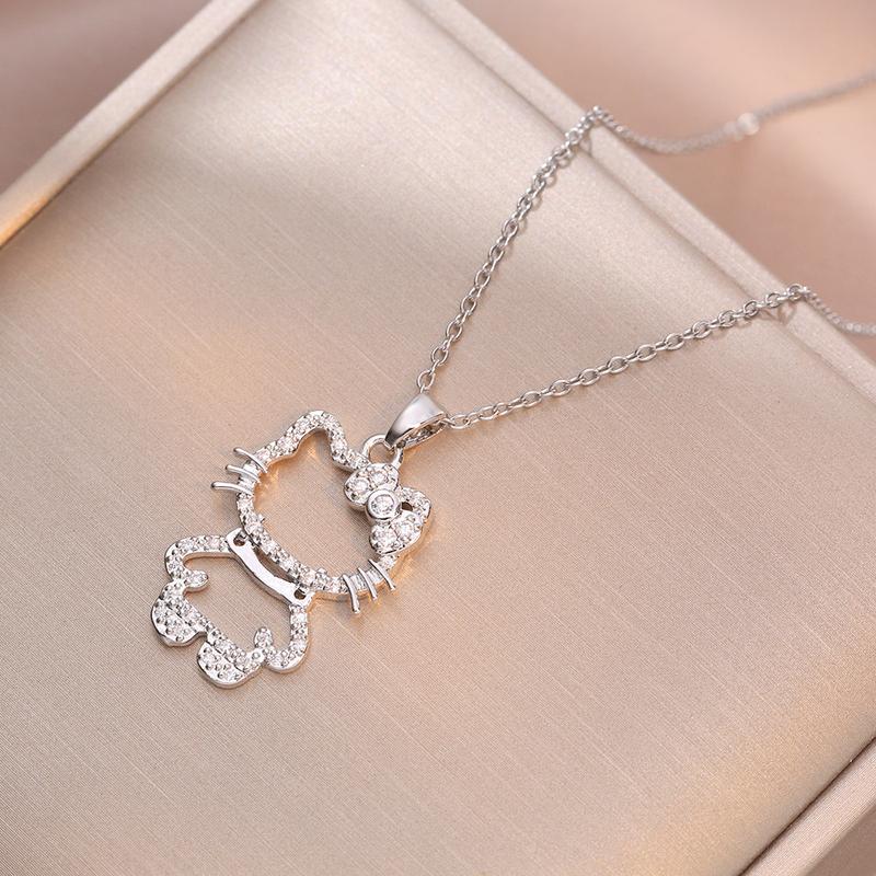 2PCS Necklaces, Kitty New Style Design Pendant, Fashionable Titanium Steel Necklace