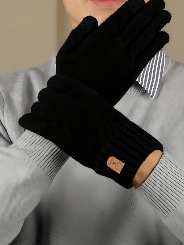 Men's Solid Touch Screen Warm Gloves, Casual Anti Slip Full Finger Gloves for Cycling, Running, Driving, Hiking, Texting, Skiing and Daily Activities