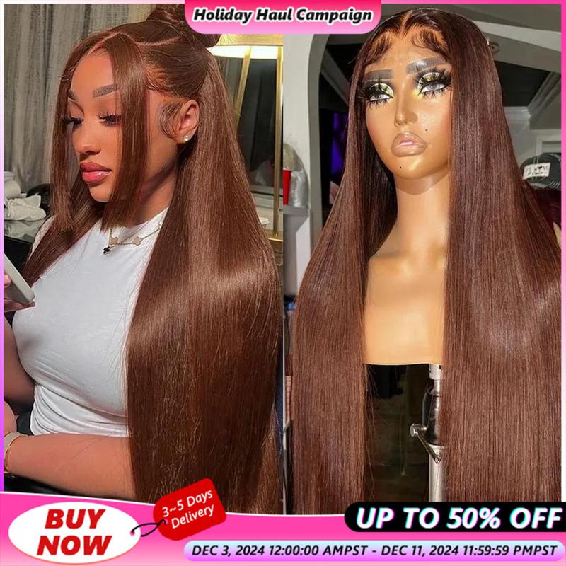 Bling Hair 13x6 Straight Chocolate Brown Lace Front Hair Wigs Brazilian Wigs For Women 13x4 Pre Plucked Honey Brown Lace Frontal Wigs 180Density