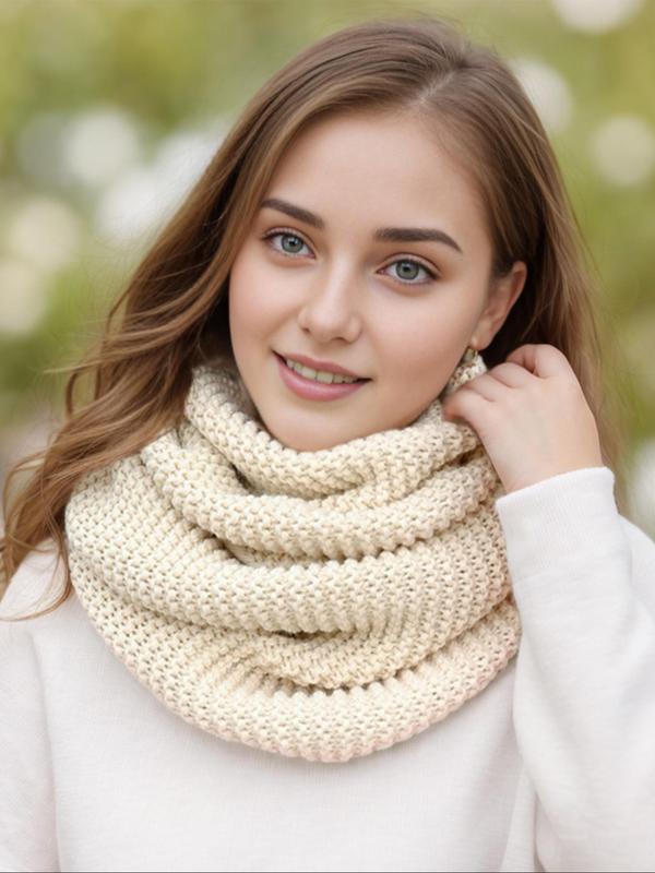 Women's Solid Color Knit Scarf, Casual Soft Warm Thickened Neck Warmer for Fall & Winter, Fashion Accessories for Women & Girls