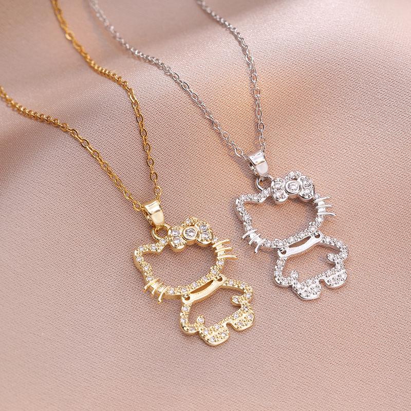 2PCS Necklaces, Kitty New Style Design Pendant, Fashionable Titanium Steel Necklace