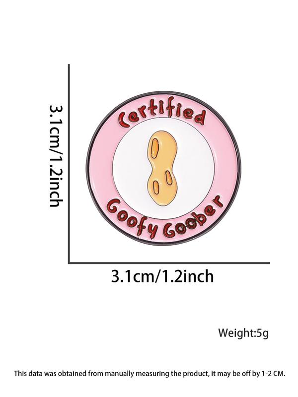 Cartoon Peanut & Letter Design Brooch, Cute Cartoon Badge for Backpack & Clothes Collar, Fashion Accessories for Women & Men