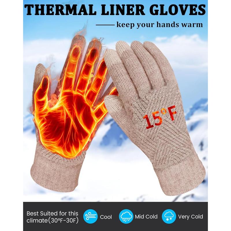 Winter Gloves for Women Touch Screen Elastic Thermal Knit Lining Warm Gloves for Cold Weather