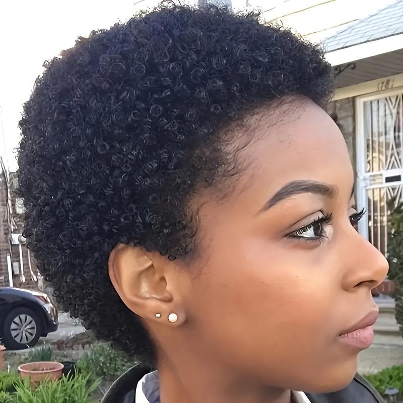 Glueless Pixie Cut Wigs Brazilian Virgin Remy Human Hair Wig For Women Short Afro Kinky Curly Machine Made Wigs Suitable For Beginners 100% Brazilian Virgin Hair 150% Density No Lace Wigs