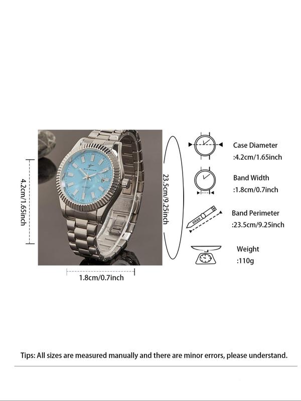 Business Fashion Round Dial Analog Quartz Watch for Men , Fashion Watch for Party, Trendy All-match & Exquisite Watch for Birthday Gift with Box