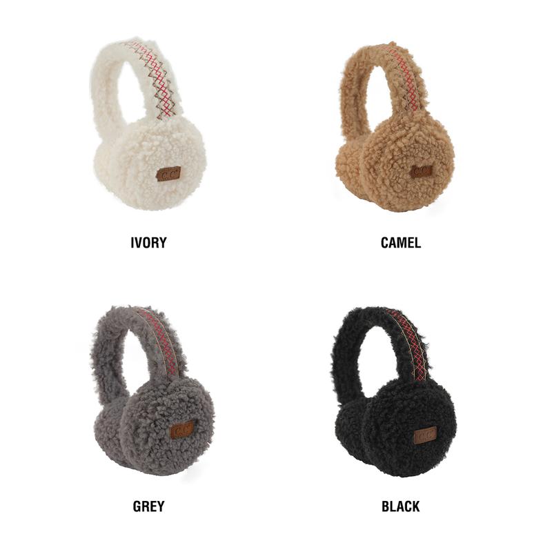 C.C Sherpa with Embroidery Earmuff for Women - Cozy Warmth and Stylish Detailing for Winter