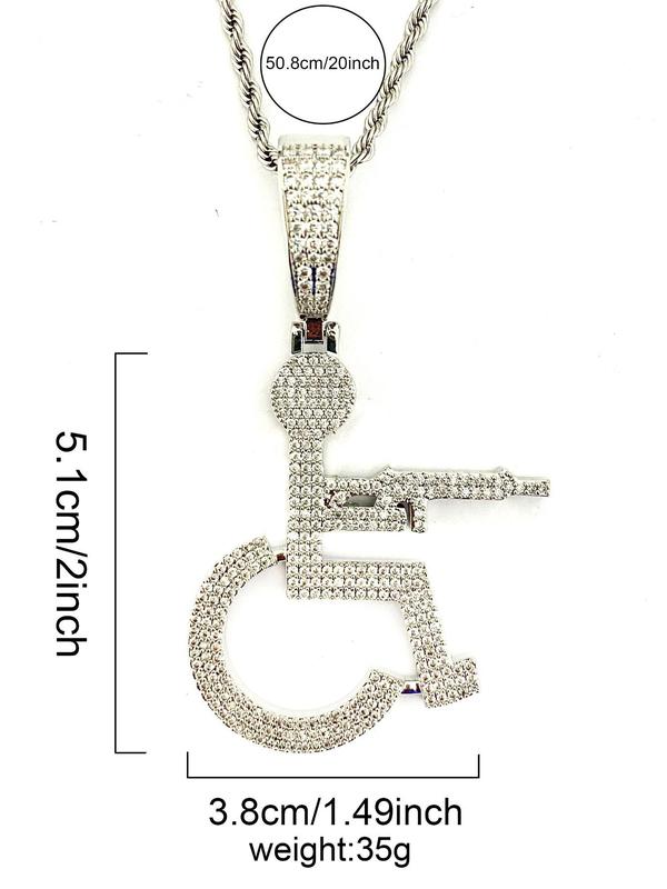 Rhinestone Decor Wheelchair Design Pendant, Street Style Charm for Men, Hip Hop Fashion Jewelry for Party, Daily Decor, Trendy All-match Jewelry for Birthday Gift