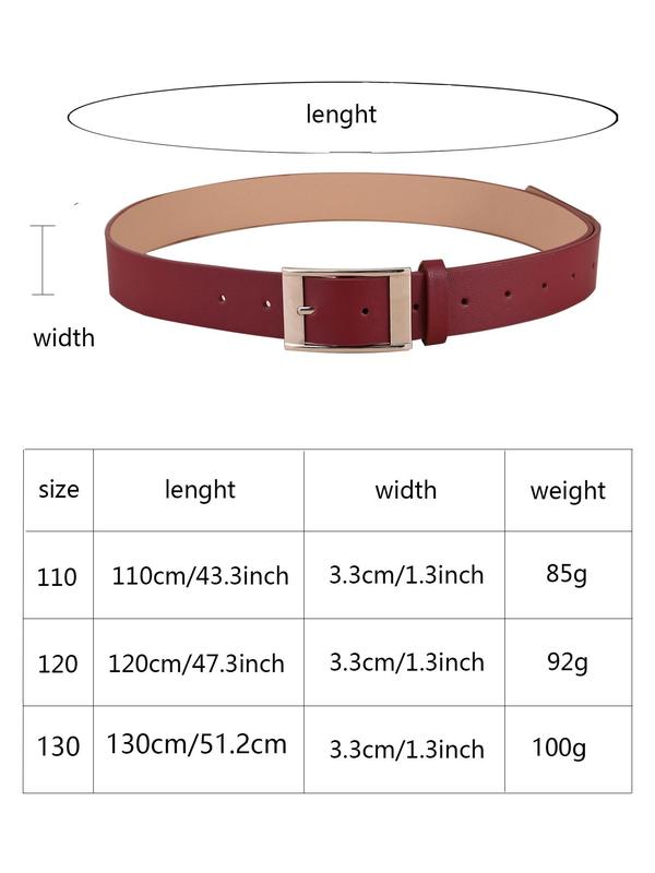 Women's Fashionable Solid Color PU Leather Belt, Casual Pin Buckle Design Waistband for Jeans & Dresses, Trendy All-match & Exquisite Belt for Birthday Gift