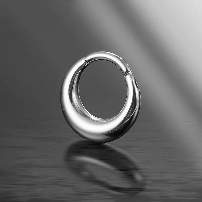 316L Stainless Steel Septum Rings Hoop for Women, 10mm Stainless Steel Segment Nose Rings for Men, Cartilage Clicker Hoop Earrings for Rook, Daith, Tragus