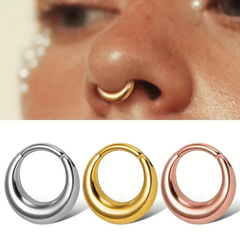 316L Stainless Steel Septum Rings Hoop for Women, 10mm Stainless Steel Segment Nose Rings for Men, Cartilage Clicker Hoop Earrings for Rook, Daith, Tragus