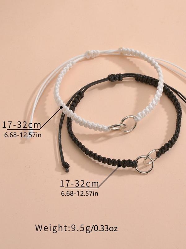 Couple Circle Rope Bracelet Kit, Stack Bracelet for Men & Women, Matching Jewelry for Party, Punk Friendship Bracelet, Gift for Boyfriend & Girlfriend