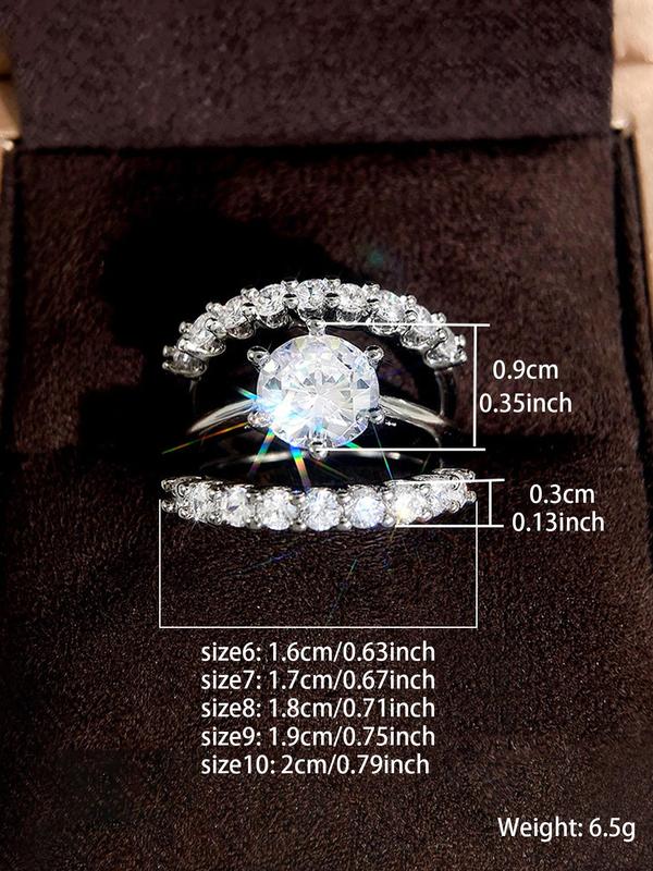 Women's Elegant Glittering Promise Rings, 3 Counts set Fashion Engagement Rings for Party, Daily Decor, Trendy All-match & Exquisite Jewelry for Birthday Gift