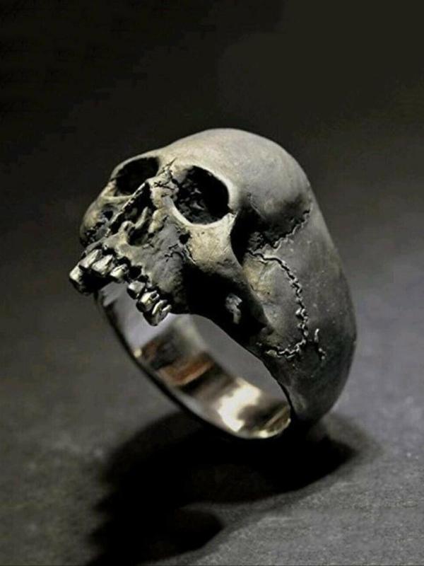 Men's Street Style Horror Skull Design Promise Ring, Punk Skull Ring, Fashion Party Vintage Jewelry, Punk Accessories for Men & Women