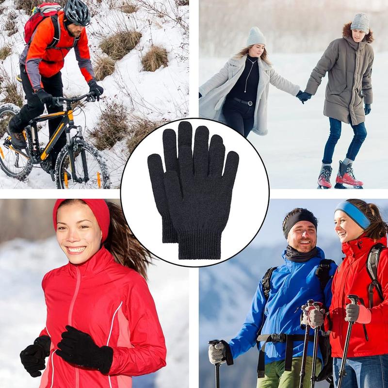 48 Pairs Knit Winter Gloves Bulk Women Colored Knit Gloves Adult Warm Soft Gloves Pack for Women Adult Outdoor Travel