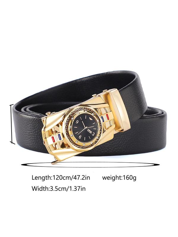 Men's Business Watch Design PU Leather Belt, Fashion Classic Belt for Daily Decor, Trendy All-match & Exquisite Accessories for Birthday Gift