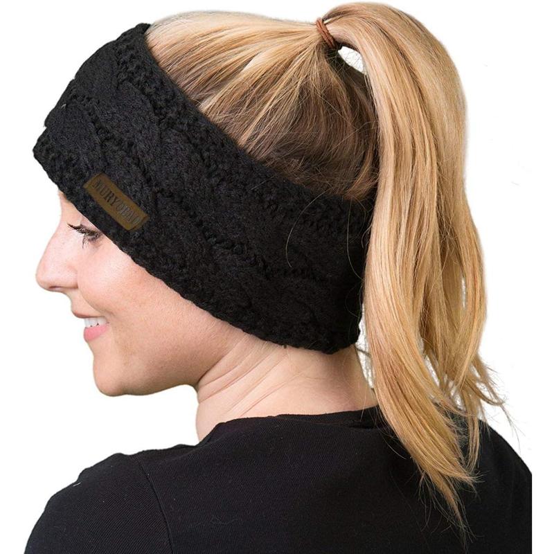 2 Pack - Cozy Fleece-Lined Cable Knit Ear Warmer Headband Set for Women - Stay Warm and Stylish in Winter