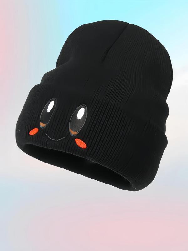 Cute Cartoon Embroidery Beanie Hat, Casual Soft Comfortable Knit Hat for Fall & Winter, Warm and Stylish Beanies for Men & Women