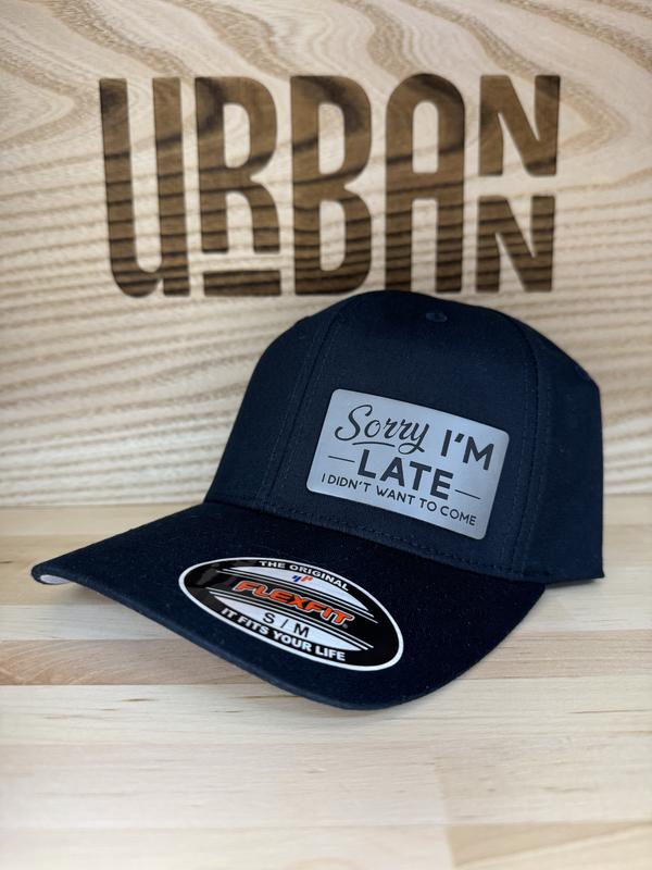 Sorry I'm Late Custom Leatherette Patch Trucker Style, FlexFit, and Evolve Ponytail Hats trucker hat unique gift unisex hat