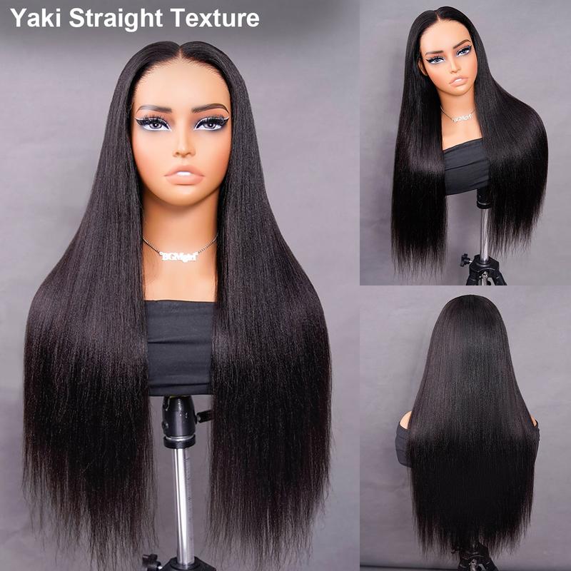 Kinky Straight  Yaki Straight 6*4 Wear Go Glueless Pre Plucked Pre Cut Glueless HD Lace Closure Wig Glueless Human Wig for Beginners BGMgirl