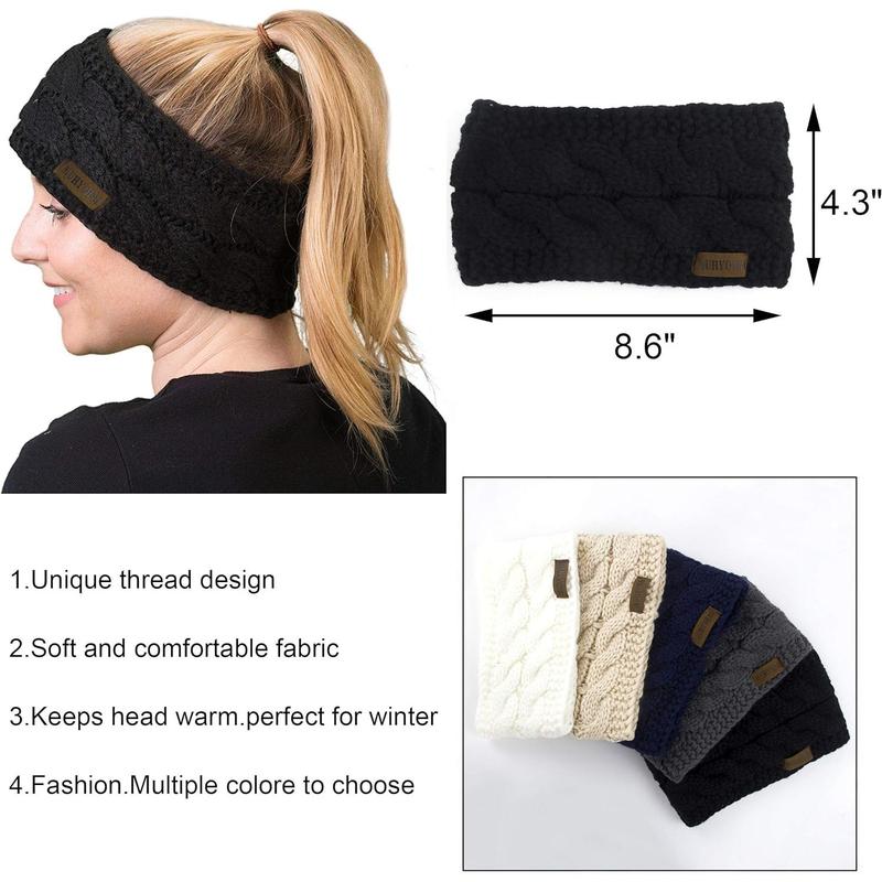 2 Pack - Cozy Fleece-Lined Cable Knit Ear Warmer Headband Set for Women - Stay Warm and Stylish in Winter