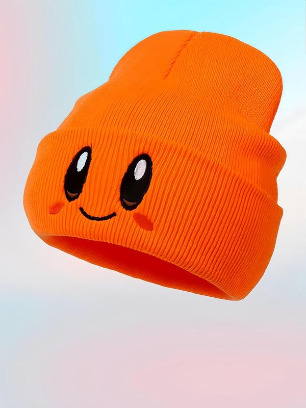 Cute Cartoon Embroidery Beanie Hat, Casual Soft Comfortable Knit Hat for Fall & Winter, Warm and Stylish Beanies for Men & Women