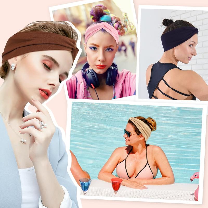 12 Pcs Stretchy Headbands for Women, Absorbed Sport Headband Soft Twist Knotted Headbands for Daily Life Yoga Workout