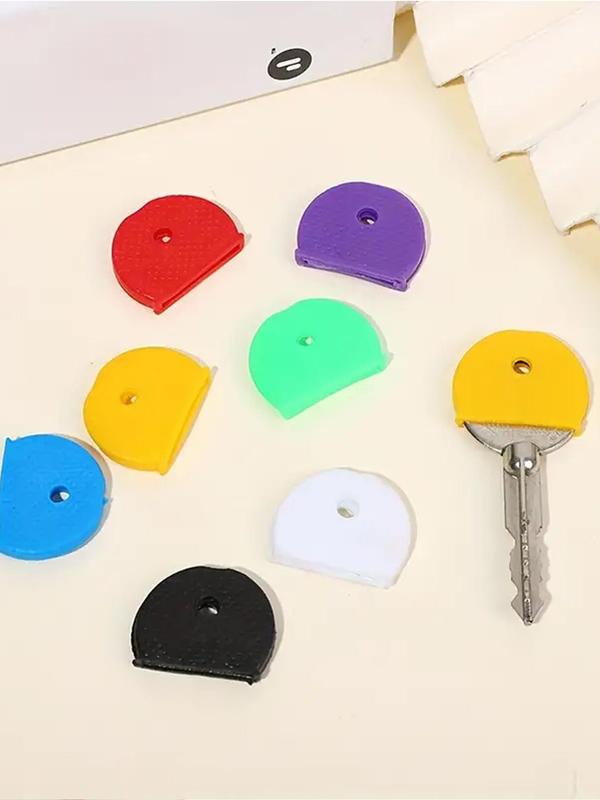 Random Color Key Cap Covers, 10pcs set Silicone Key Cap Covers for Keychain, Versatile Accessories for Door Key & Car Keys for Daily Use