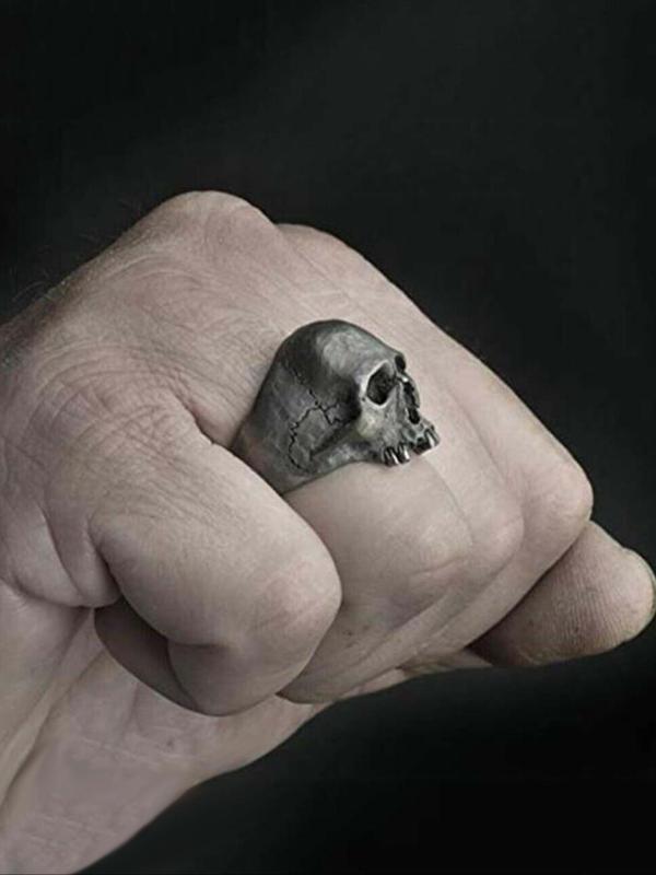 Men's Street Style Horror Skull Design Promise Ring, Punk Skull Ring, Fashion Party Vintage Jewelry, Punk Accessories for Men & Women