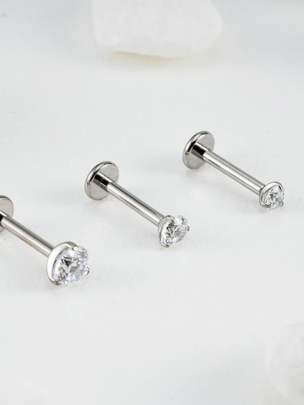 ASTM F136 Titanium Internal Thread CZ Decor Stud Piercing Jewelry for Tragus Nose Helix Conch Medusa Lip Labret, Helix Tragus Cartilage Earring for Women & Men